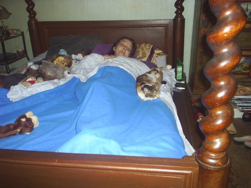 Sur le lit avec le chat.JPG